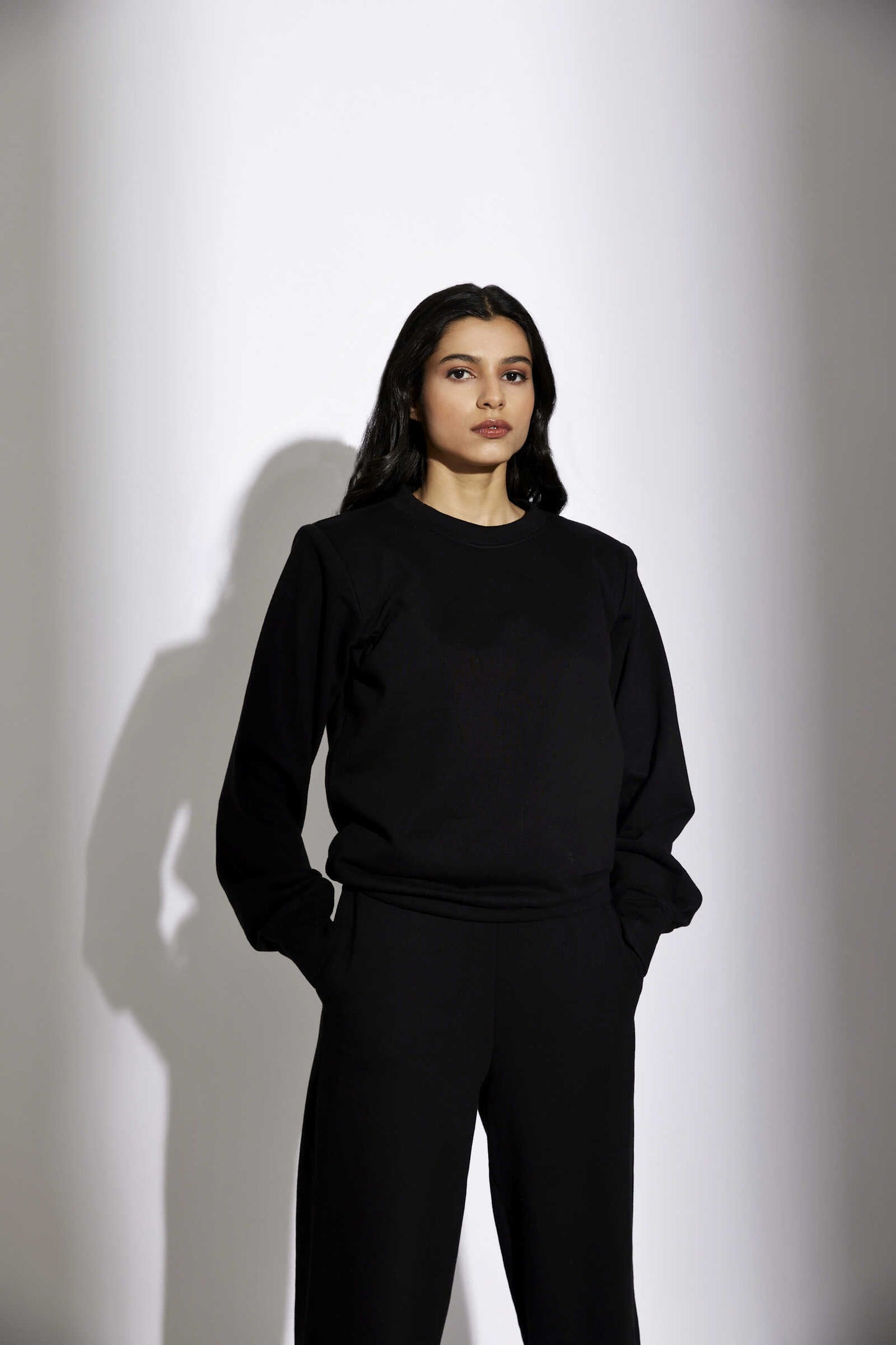 SHOULDER PADDED BLACK CO-ORD SET