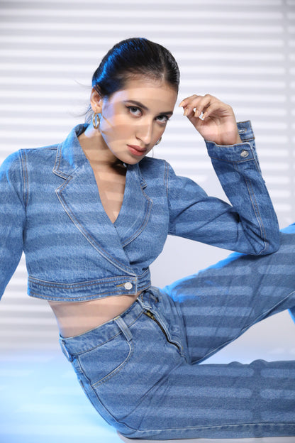 DENIM CROPPED BLAZER
